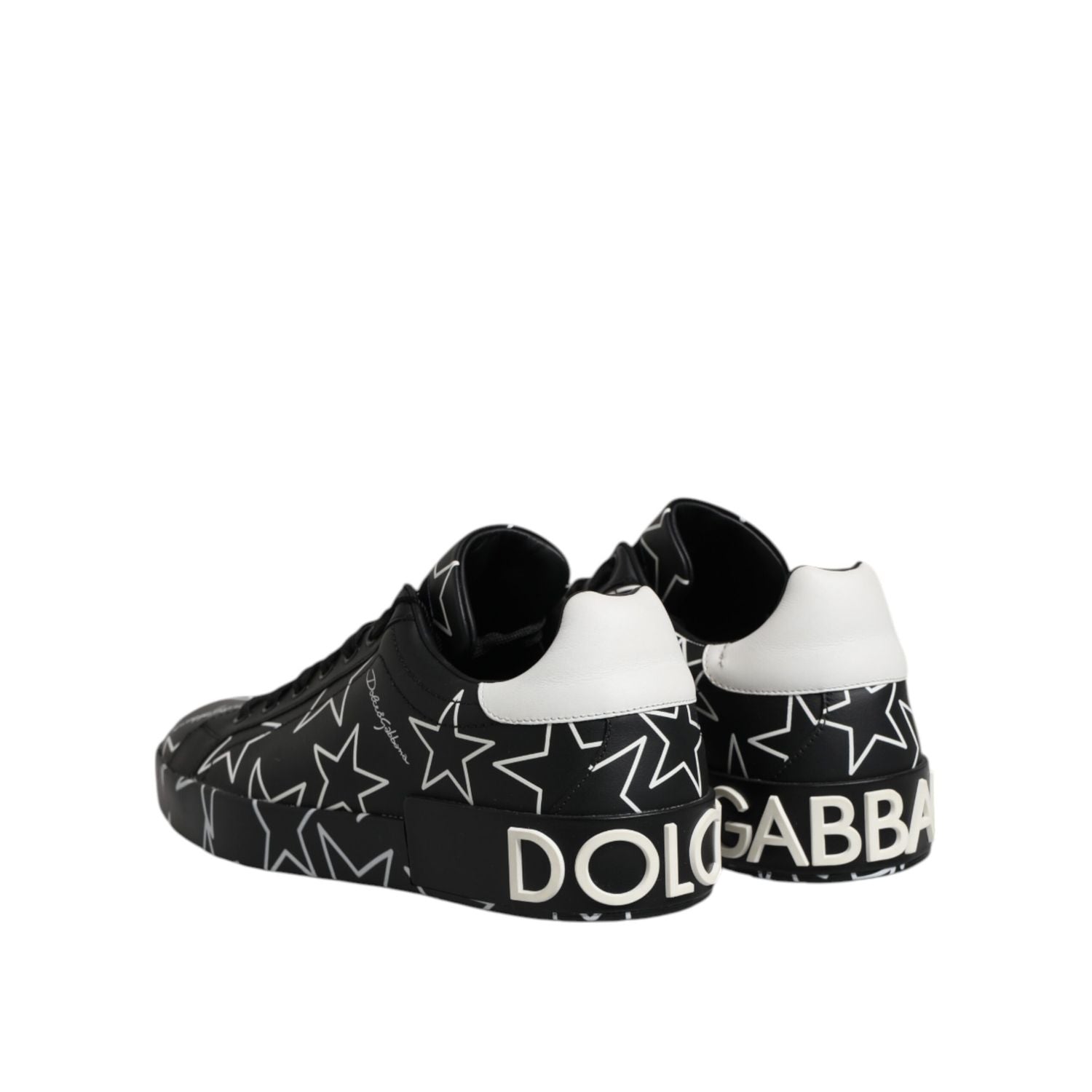 Dolce & Gabbana Black White Stars Low Top Men Sneakers Shoes