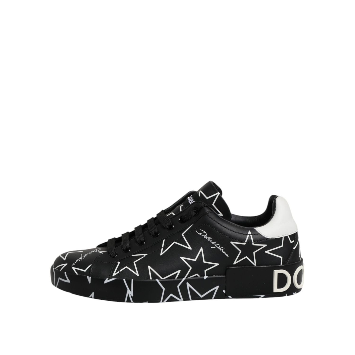 Dolce & Gabbana Black White Stars Low Top Men Sneakers Shoes