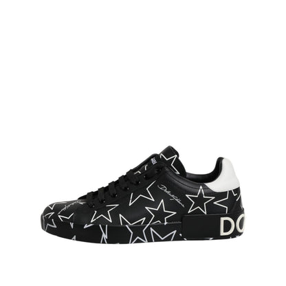 Dolce & Gabbana Black White Stars Low Top Men Sneakers Shoes