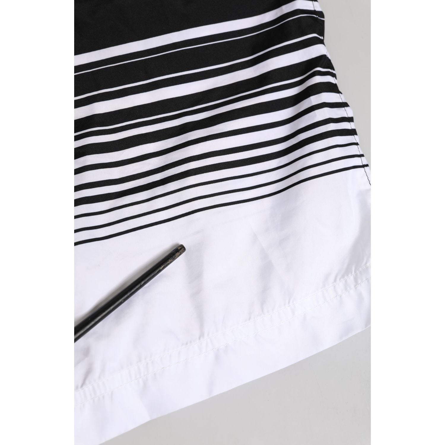 Dolce & Gabbana Black White Striped DG Logo Men Short  Swimwear