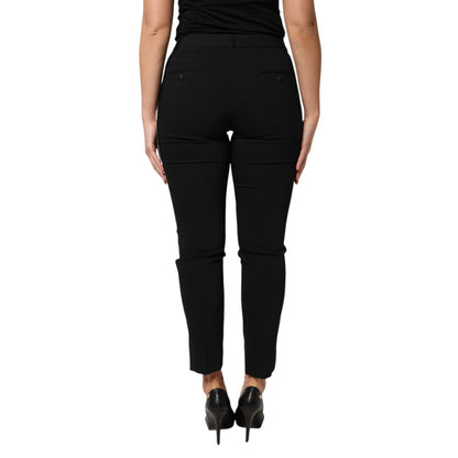 Dolce & Gabbana Black Wool High Waist Tapered Pants