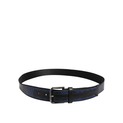 Dolce & Gabbana Blue Black Polyester Metal Buckle Belt