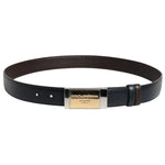Dolce & Gabbana Blue Brown Leather Buckle Reversible Belt with gold-silver metal buckle, high-quality leather, made in Italy.