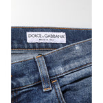 Dolce & Gabbana Blue Cotton Logo Plaque Skinny Men Denim Jeans