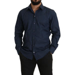 Dolce & Gabbana Blue Cotton MARTINI Slim Fit Dress Shirt