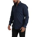 Dolce & Gabbana Blue Cotton MARTINI Slim Fit Dress Shirt