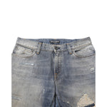 Dolce & Gabbana Blue Distressed Denim Slim Fit Pants Jeans