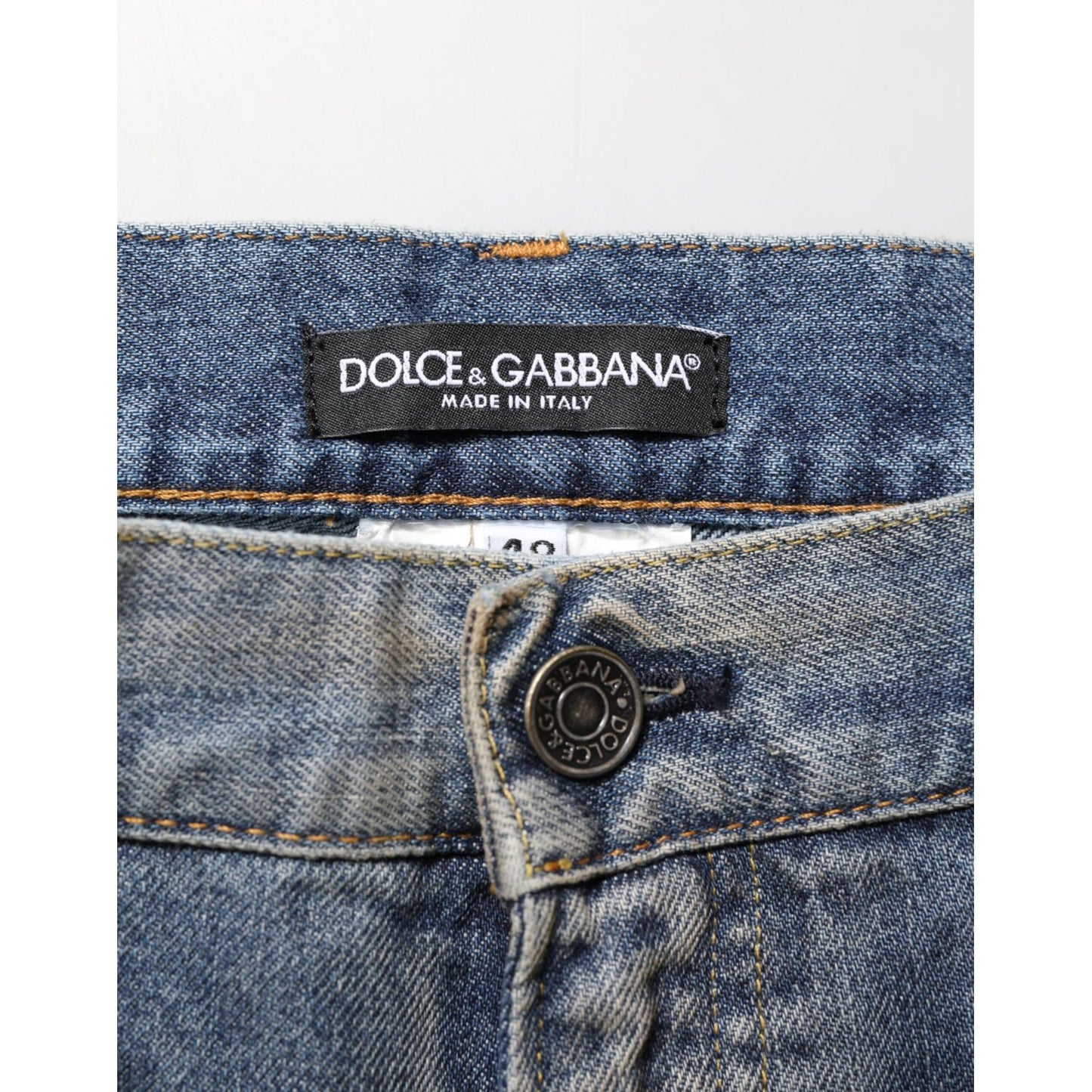 Dolce & Gabbana Blue Distressed Denim Slim Fit Pants Jeans