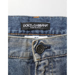 Dolce & Gabbana Blue Distressed Denim Slim Fit Pants Jeans
