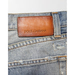 Dolce & Gabbana Blue Distressed Denim Slim Fit Pants Jeans