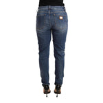 Dolce & Gabbana Blue Distressed Slim Fit Denim Pants Jeans