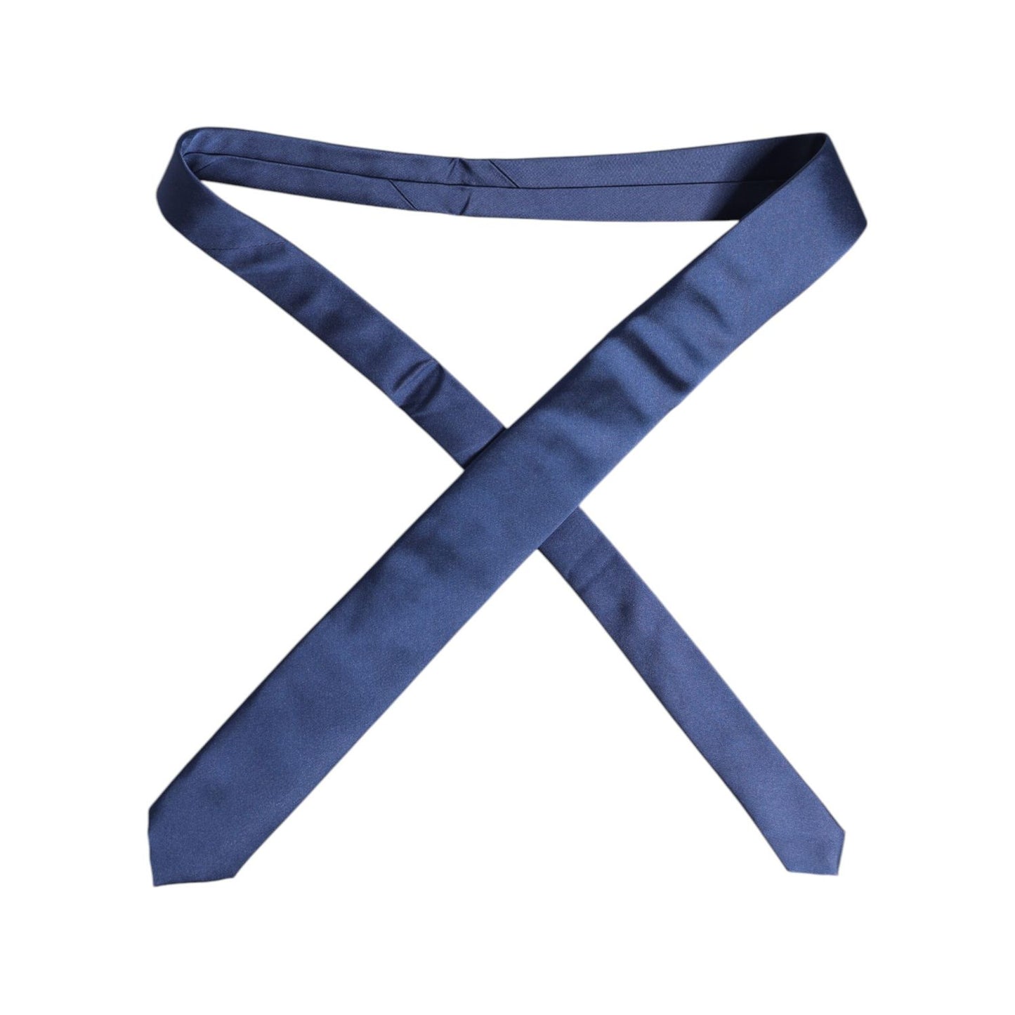 Dolce & Gabbana Blue Solid Silk Adjustable Necktie Tie
