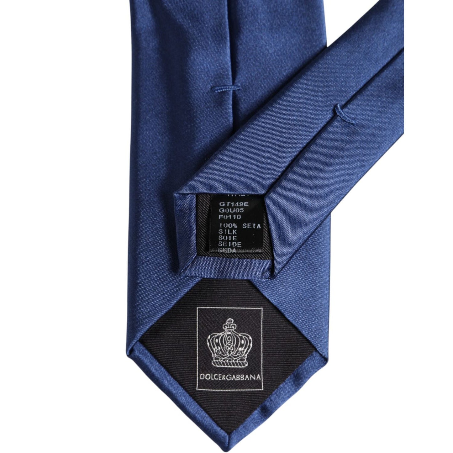 Dolce & Gabbana Blue Solid Silk Adjustable Necktie Tie