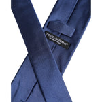 Dolce & Gabbana Blue Solid Silk Adjustable Necktie Tie