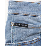 Dolce & Gabbana Blue Tattered Slim Fit Cotton Denim Jeans