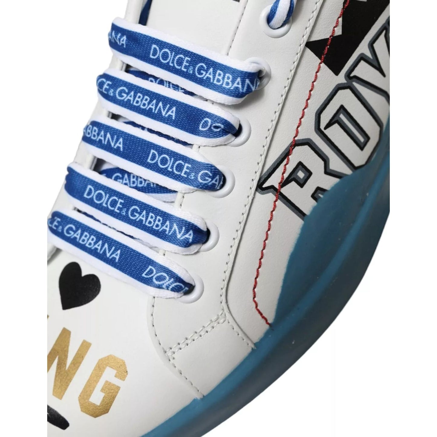 Dolce & Gabbana Blue White Printed Portofino Melt Sneakers