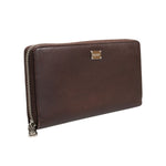 Dolce & Gabbana Brown Calfskin Leather Logo Zip Around Continental Wallet with minor scratches, showing zipper and logo detail.