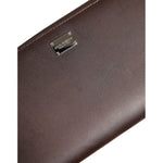 Dolce & Gabbana Brown Calfskin Leather Logo Zip Around Continental Wallet with minor scratches detail.