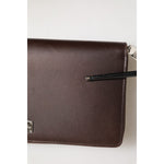Close-up of Dolce & Gabbana Brown Calfskin Leather Logo Zip Around Continental Wallet showing light scratches on leather surface.