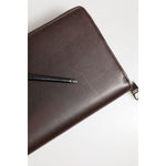 Dolce & Gabbana Brown Calfskin Leather Logo Zip Around Continental Wallet with light scratches on leather surface.