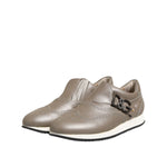 Dolce & Gabbana Brown Leather Men Low Top Sneakers Shoes with logo and rubber sole, minor pen and glue marks, made in Italy.