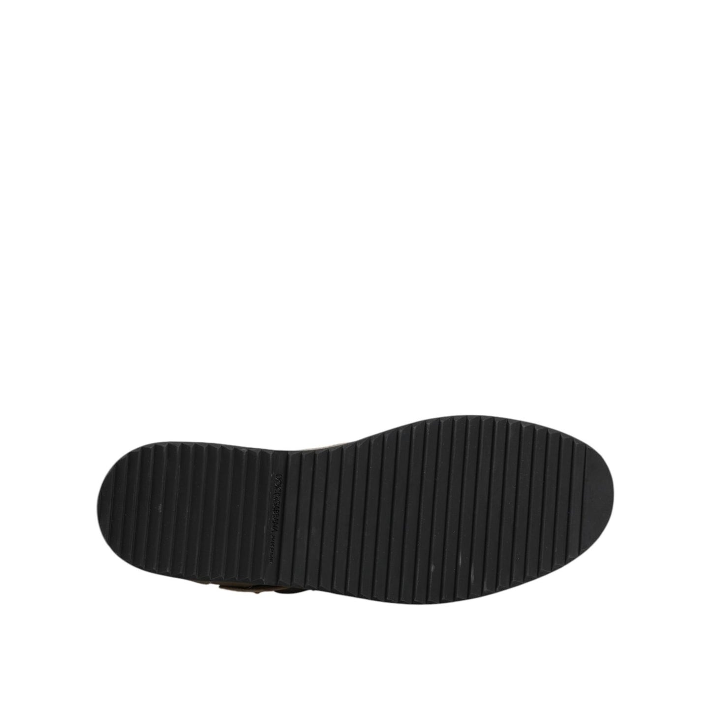 Sole view of Dolce & Gabbana Brown Leather Men Low Top Sneakers Shoes showcasing rubber sole craftsmanship.
