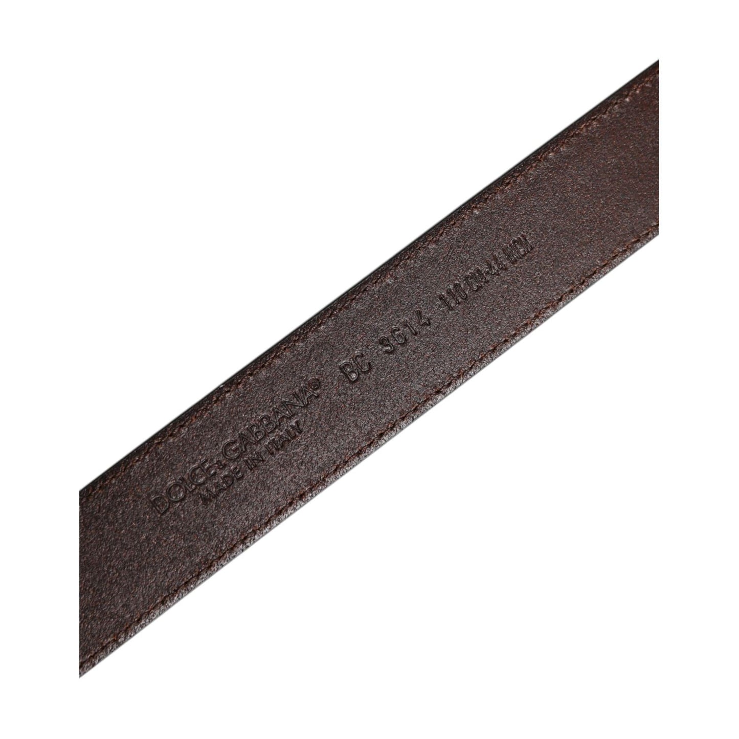 Dolce & Gabbana Brown Leather Silver Metal Buckle Belt