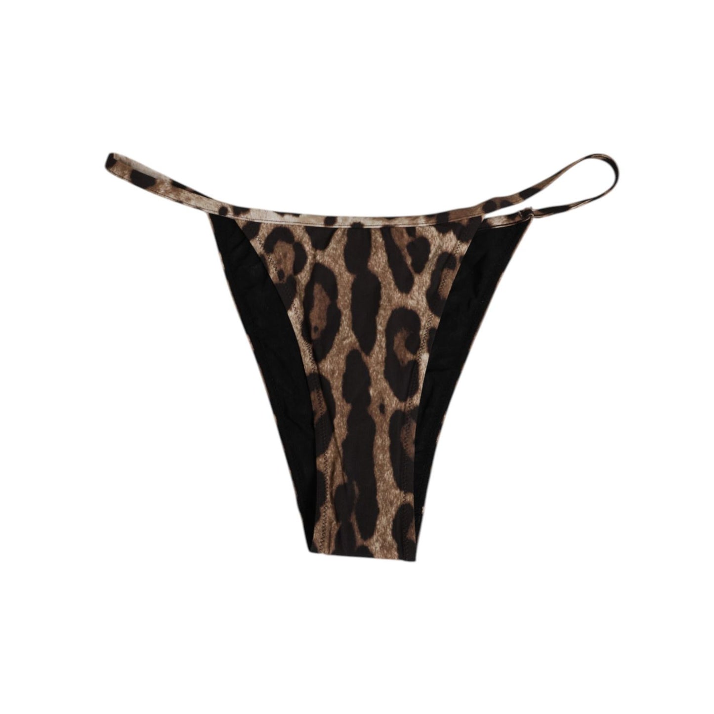 Dolce & Gabbana Brown Leopard Triangle Tanga Panty Underwear, iconic leopard print, made in Italy.