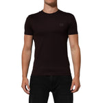 Dolce & Gabbana Brown Logo Plaque Cotton Crew Neck T-shirt