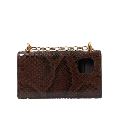 Dolce & Gabbana Brown Python Leather DG Girls Crossbody Phone Bag