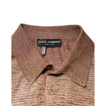 Dolce & Gabbana Brown Silk Textured Short Sleeve Polo T-shirt
