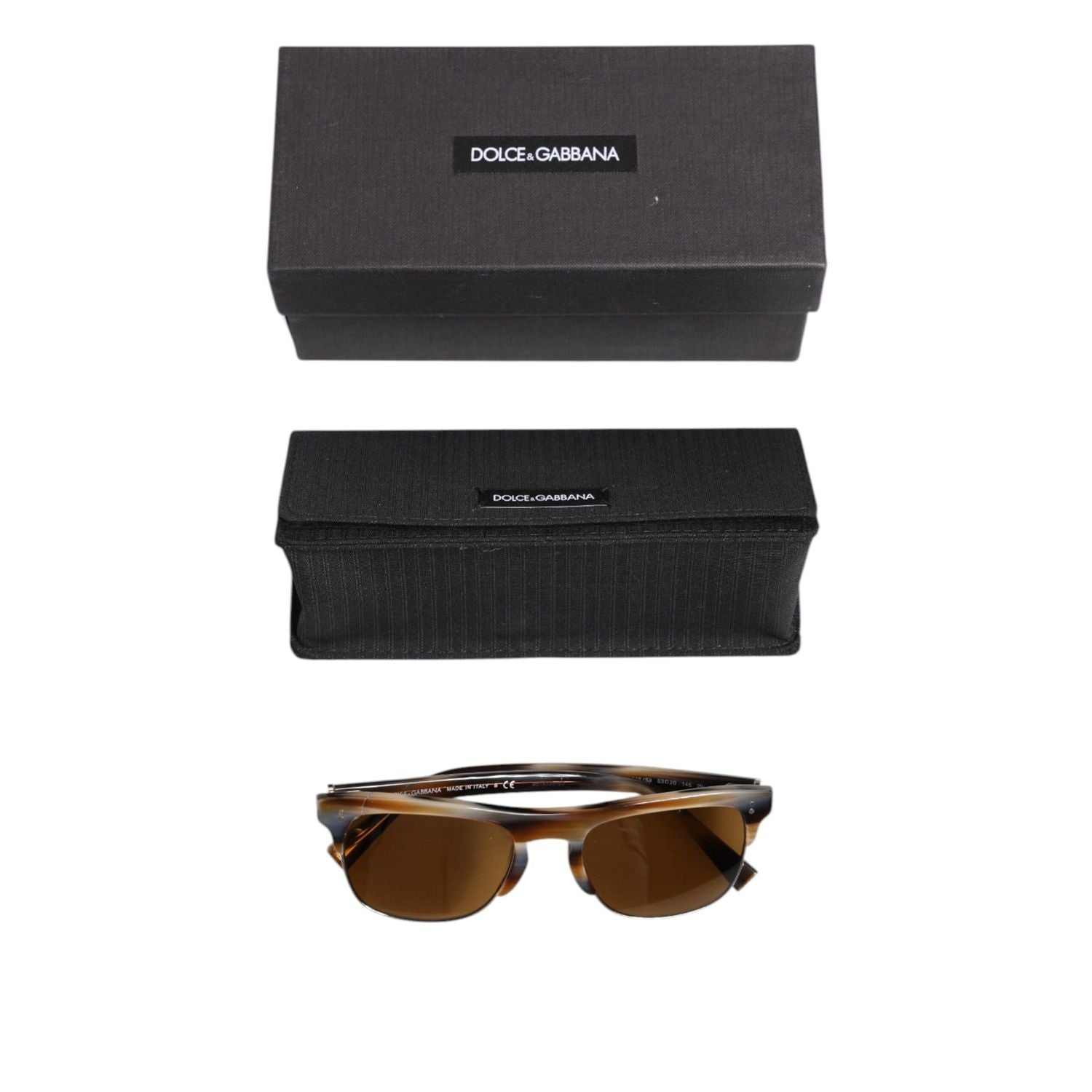 Dolce & Gabbana Brown Striped Acetate Square DG4305 Eyewear Sunglasses