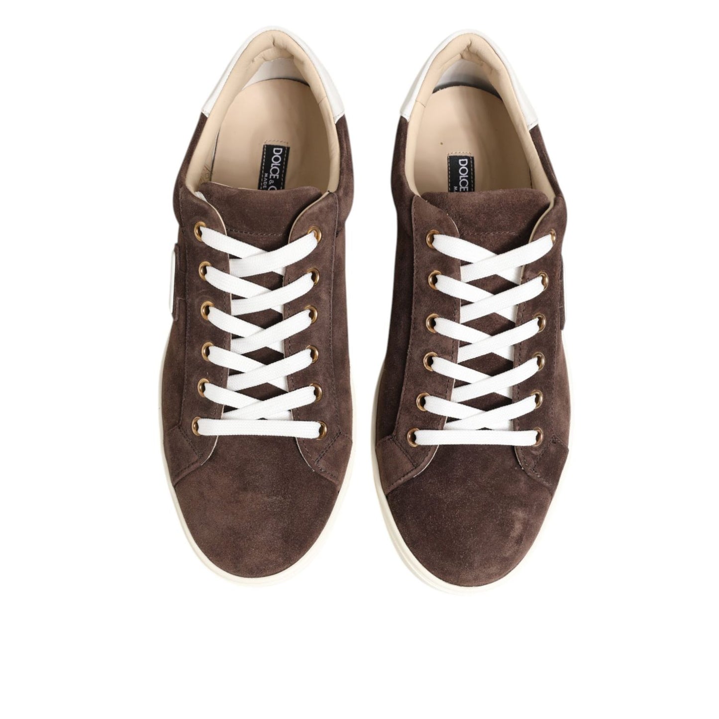 Dolce & Gabbana Brown Suede Leather Low Top Men Sneakers Shoes