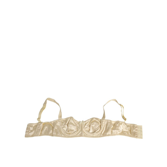 Dolce & Gabbana Cream Satin Blend Balconette Bra Underwear