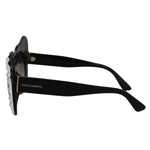 Dolce & Gabbana DG4325BM White Black Acetate Crystal Shades Sunglasses side view showcasing acetate frame and gray lenses.