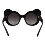 Dolce & Gabbana DG4325BM White Black Acetate Crystal Shades Sunglasses with gray lenses, 100% UV protection, women's fashion, front view.