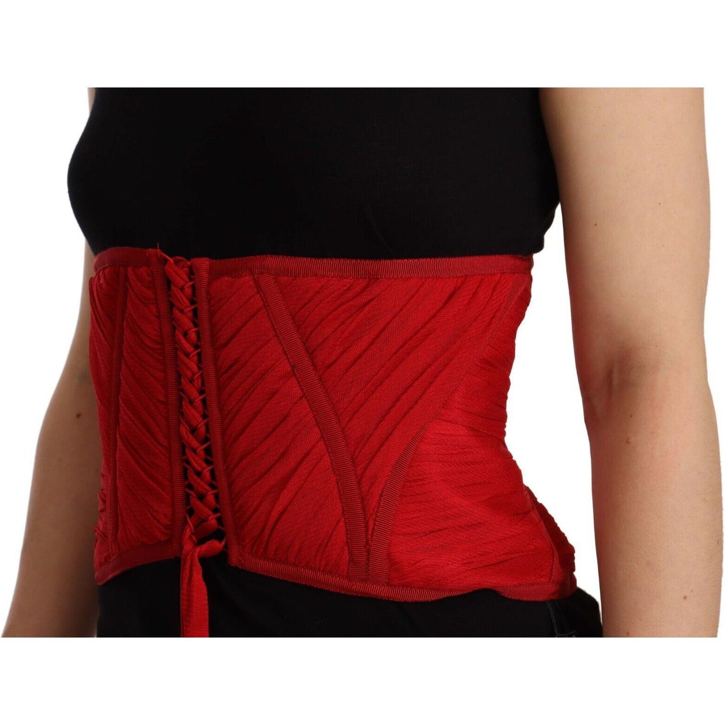 Dolce & Gabbana Elegant Red Silk Corset Belt Top TSH6822 - 36