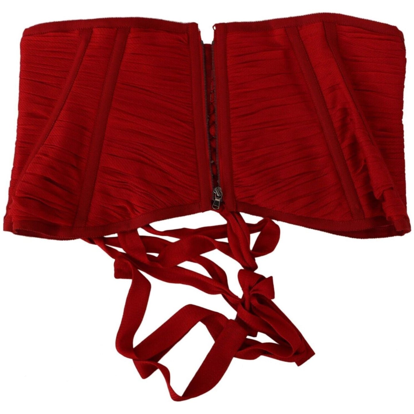 Dolce & Gabbana Elegant Red Silk Corset Belt Top TSH6822 - 36