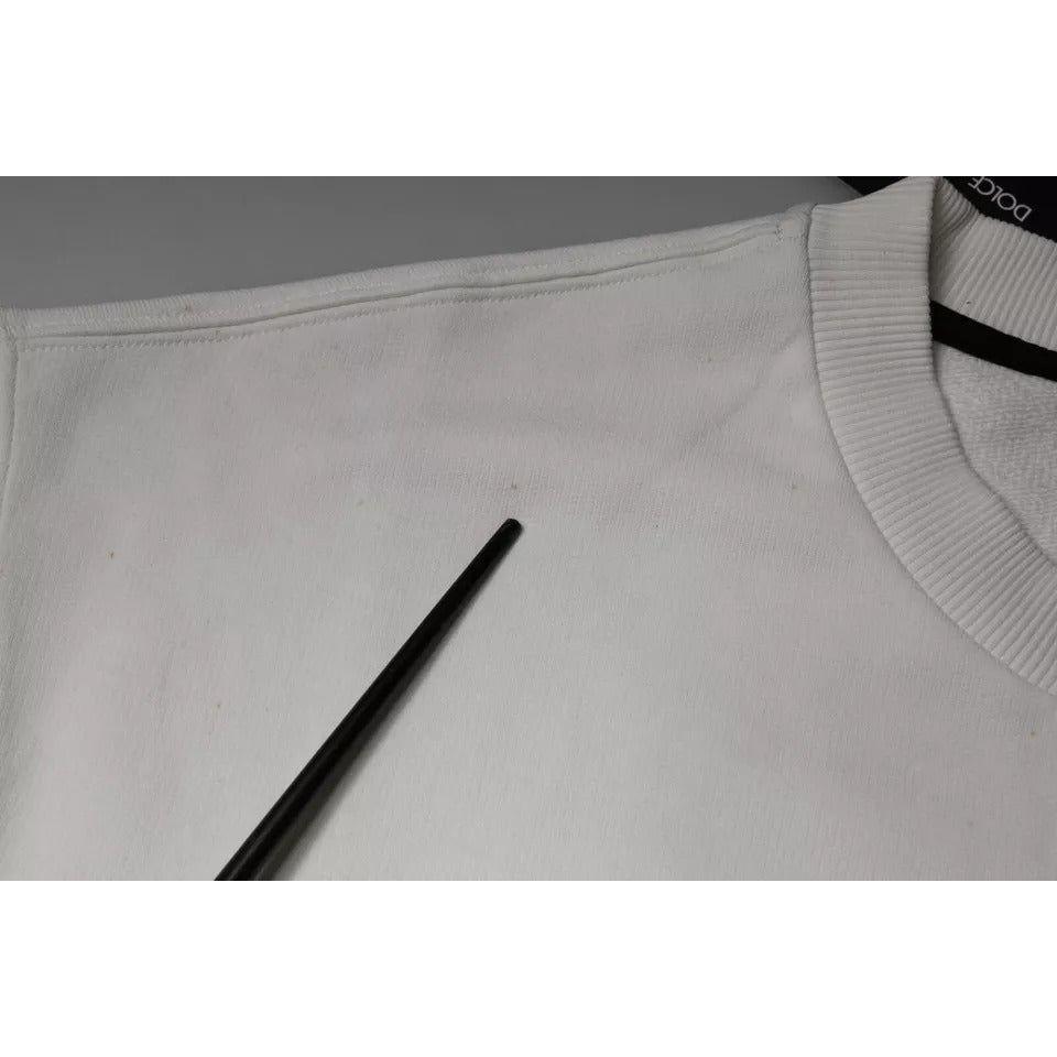 Dolce & Gabbana White Logo Cotton Crew Neck Pullover Sweater TSH86982-46