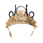 Dolce & Gabbana Gold Brass Crystal Embellished Headpiece Crown Tiara with multicolor crystals and floral details, made in Italy.
