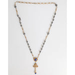Dolce & Gabbana Gold Tone Beaded Chain Religious Cross Necklace