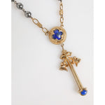 Dolce & Gabbana Gold Tone Beaded Chain Religious Cross Necklace