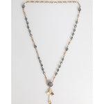 Dolce & Gabbana Gold Tone Beaded Chain Religious Cross Necklace