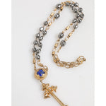 Dolce & Gabbana Gold Tone Beaded Chain Religious Cross Necklace