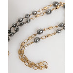 Dolce & Gabbana Gold Tone Beaded Chain Religious Cross Necklace