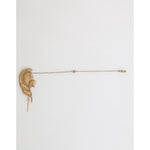 Dolce & Gabbana Gold Tone Leaf 925 Sterling Silver Crystal Chain Brooch on white background