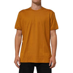 Dolce & Gabbana Golden Brown Crew Neck Short Sleeve T-shirt on model, 100% cotton, Italian style