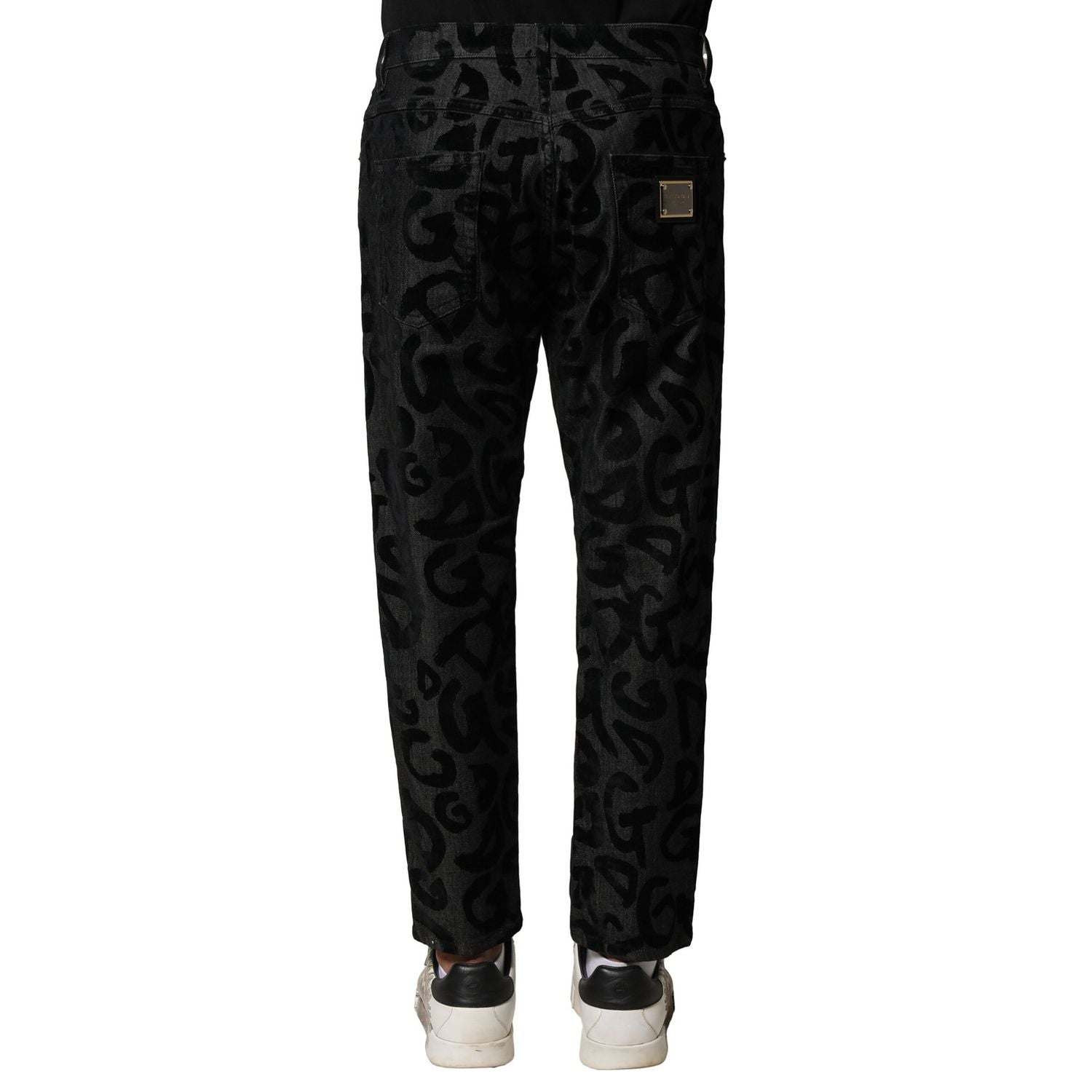 Dolce & Gabbana Gray Cotton DG Logo Straight Men Denim Jeans