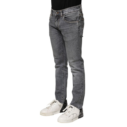 Dolce & Gabbana Gray Cotton Skinny Denim Trouser Jeans