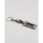 Dolce & Gabbana Gray Leather Logo Metal Ring Keychain Holder Men Keyring with silver detailing and embossed logo, made in Italy.